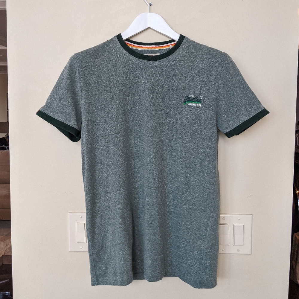 Men's Heather Green Ringer T-Shirt - Casual Crew Neck